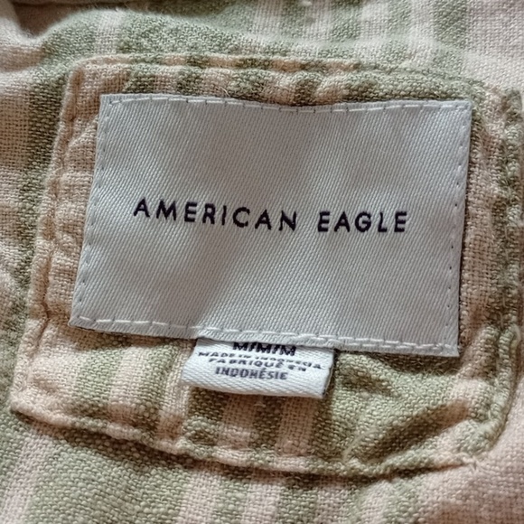 American Eagle Men's Linen Button down Long Sleeve Shirt size M - Picture 6 of 6